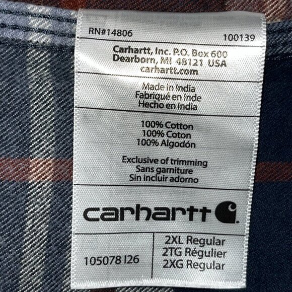CARHARTT LOOSE FIT Heavyweight Flannel Chore Shirt Shacket Jacket EUC Men's 2XL - Picture 9 of 11